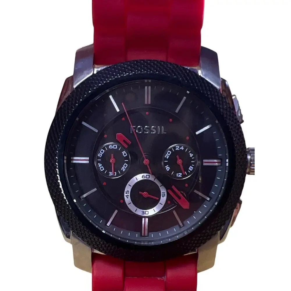 Fossil Silicone Quartz Triple Dial Watch